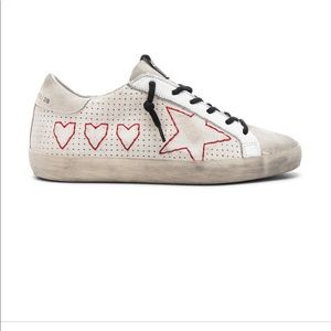 Golden Goose  red stitched superstar sneakers